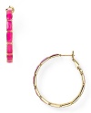 Take this season's vivid hues to your jewel box with this pair of enamel-tiled hoop earrings from kate spade new york. They are a haute way to highlight every look.