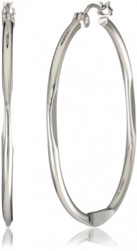 Nine West Hoopla Silver-Tone Wavy Medium Textured Click-It Hoop Earrings