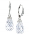 Add elegance with Eliot Danori's exquisite briolette-shaped drop earrings. Crafted in rhodium-plated brass, a gorgeous cubic zirconia (7 ct. t.w.) hangs from a leverback accented with crystals. Approximate drop: 5/8 inch.