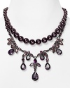 Royal beads and regal crystal stations are a striking contrast to hematite chain on this Carolee Lux necklace, spectacular dressed up or down.