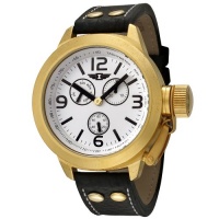 I By Invicta Men's 70113-001 18k Gold-Plated Black Leather Watch