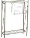 Cross Style Magazine Rack with Shelves, Satin Nickel