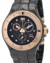 TechnoMarine Women's 110032C Cruise Ceramic Chronograph Diamond Gold-Tone Bezel Black Watch