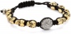 Very Me ''FUN'' Black Diamond Swarovski Crystal Gold Tone Skulls Cord Bracelet, 10mm