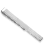 This sleek tie bar adds the perfect finishing touch to his work ensemble. Crafted in sterling silver, it features a striped and smooth design. Approximate length: 2-1/8 inches. Approximate width: 1/4 inch.