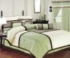 7 Pieces Solid 3 Tone Sage,beige, with Brown Comforter Set/ Bed-in-a-bag Full Size