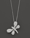 Diamond Dragonfly Pendant Necklace in 14K White Gold, 0.10 ct. t.w.