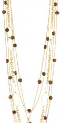 Rachel Reinhardt Nicole Multi-Row Chain Flourite and Wood Necklace