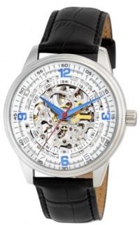 Akribos Xxiv Men's Saturnos Skeleton White Dial Automatic Black Leather Strap Watch Ak410wt