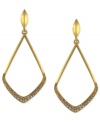 Airy elegance. This pair of drop earrings from Vince Camuto is crafted from gold-tone mixed metal with crystal accents adding a sparkling touch. Approximate drop: 1-1/4 inches.