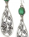 Lucky Brand Wild Flower Ears Silver-Tone Openwork Turquoise-Color Drop Earrings