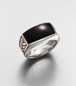 A modern style statement, in sterling silver with chevron detail and highlighted with a black onyx inlay.Sterling silverBlack onyxAbout 1 diamImported