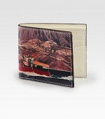 Taken directly from a vintage postcard, this wallet portrays a boating expedition on Nevada's Lake Mead, created by the Hoover Dam.One bill compartmentSix card slotsLeather4W x 4HImported