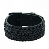 Emporio Armani EGS1382 Men's Black Multi Chain Black IP Stainless Steel and Leather Cuff Bracelet Jewelry