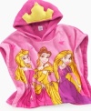 A sweet applique on the hood of this plush Disney princess poncho will crown her cute style.