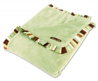 Trend Lab Receiving Blanket in Sage Velour with Giggles Stripe Ruffle