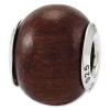 Sterling Silver Reflections Pau Brasil Wood Bead