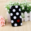 HOTER® Muliti Color Heart Large Polka Dots Design iPhone 4 Case - Black