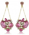 Betsey Johnson Iconic Fabulous Fuchsia Crystal Gem Chandelier Earrings