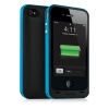 Mophie Juice Pack Plus Case and Rechargeable Battery for iPhone 4 & 4S Retail Packaging (Cyan)