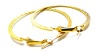 2 Inch Flat Diamond Cut Hoop Earrings, Gold Tone Omega Leverback Closures