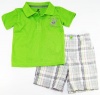 Beverly Hills Polo Club Baby-Boys 3-24M Green Polo With Plaided Short Set