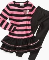 Your little girl will enjoy wearing this bouncy stripe top with versatile legging by Flapdoodles.