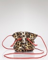 Make an exotic statement with this leopard-print bag from Carlos Falchi. In spite of its petite size, this snake leather pouchette makes a major statement.