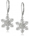 XPY Sterling Silver Snowflake Diamond Earrings (.07 cttw, I-J Color, I2-I3 Clarity)