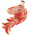 Keep it hot in this Floridian-inspired Flamingo ring by GUESS. Accented with light rose glass and epoxy, this pink bling will make a sizzling statement. Set in gold-plated mixed metal. Size 8.