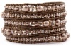 Chan Luu Bronze Pearl Mix Graduated Wrap Bracelet on Bronze Leather