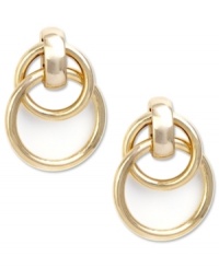 Knock on fashion's door with these twisted hoop earrings from Jones New York. Crafted in gold tone mixed metal. Approximate drop: 1 inch.