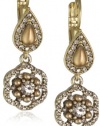 Carolee Gold Pearl Basics Simulated Pearl Double Stone Drop Earrings