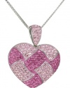 Carnevale Sterling Silver Pink Quilted Heart with Swarovski Elements Pendant Necklace, 18