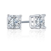 1/6 Carat Diamond 14K White Gold Stud earrings (I-J, I3)