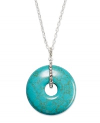 Lauren by Ralph Lauren shows how well-rounded it is with this pendant. Crafted from silver-tone mixed metal, the necklace suspends a stylish semi-precious turquoise pendant. Item comes packaged in a signature Lauren Ralph Lauren Gift Box. Approximate length: 18 inches + 2-inch extender. Approximate drop: 2 inches.