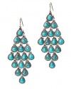 Lucky Brand Turquoise & Silver Earrings Bohemian Blue Tribal Chandelier French Hook Style