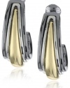 Anne Klein Gold-Tone and Hematite Plated Clip Hoop Earrings