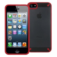 MiniSuit iPhone 5 Kinnect Case for Apple iPhone 5 / 5th Gen (AT&T, Verizon, Sprint and Unlocked Models) Hybrid Clear PC / TPU Cover - Red