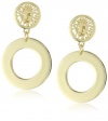 Anne Klein Gold-Tone Plated Logo Doorknocker Clip Earrings