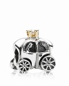 A sterling silver royal carriage charm with a 14K gold and freshwater pearl topper perfect for a modern day Cinderella.