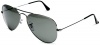 Ray Ban Sunglasses Aviator Large Metal RB3025 004/58 Gunmetal/Crystal Green Polarized, 55mm