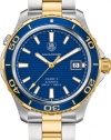 Tag Heuer Aquaracer Blue Dial Yellow Gold Plated and Stainless Steel Mens Watch WAK2120.BB0835