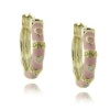 Lily Nily 18k Gold Overlay Pink Enamel Heart Design Children's Hoop Earrings