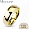 6mm Gold IP Titanium Plain Mirror Glassy Comfort Fit Wedding Band Ring; Comes With Free Gift Box