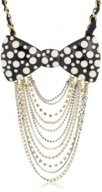 Betsey Johnson Pretty Polka Dots Large Polka Dot Bow & Multi-Chain Frontal Necklace