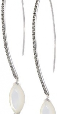 Judith Jack Geometrics Sterling Silver, Marcasite and Mother of Pearl Hoop Earrings