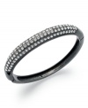 Put on a dazzling display of elegance with this bangle bracelet from Charter Club. Crafted from hematite-tone mixed metal, the bracelet has glass crystal accents for a bit of luster. Approximate diameter: 2-1/4 inches.