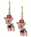 Puppy love. This set of drop earrings from Betsey Johnson are crafted from gold-tone mixed metal and feature a chihuahua-styled charm with movable legs, perfect for when you and your pooches are on the go. Approximate drop: 2 inches.