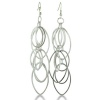 Eccentric Multi-Oval Silver Tone 4 Inch Dangle Drop Earrings